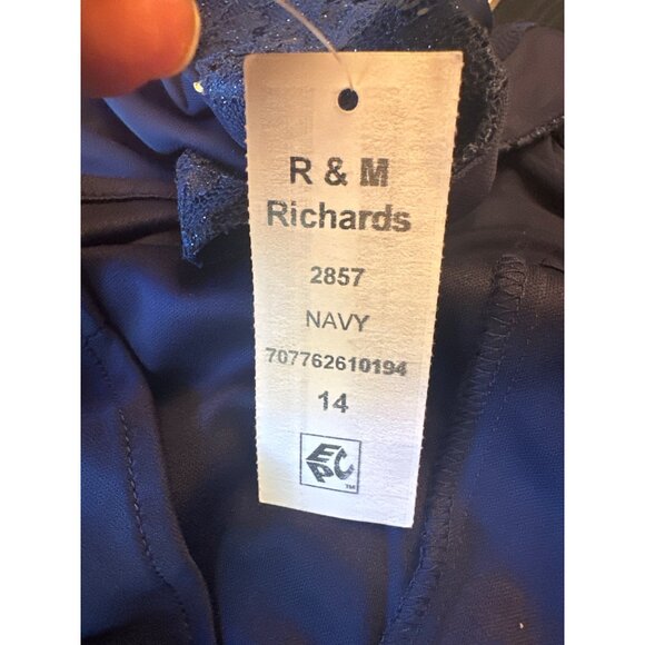 NWT Navy Blue Sequin Asymmetrical Overlay Dress Wedding MOB Holiday Formal Sz 14 - Picture 7 of 7